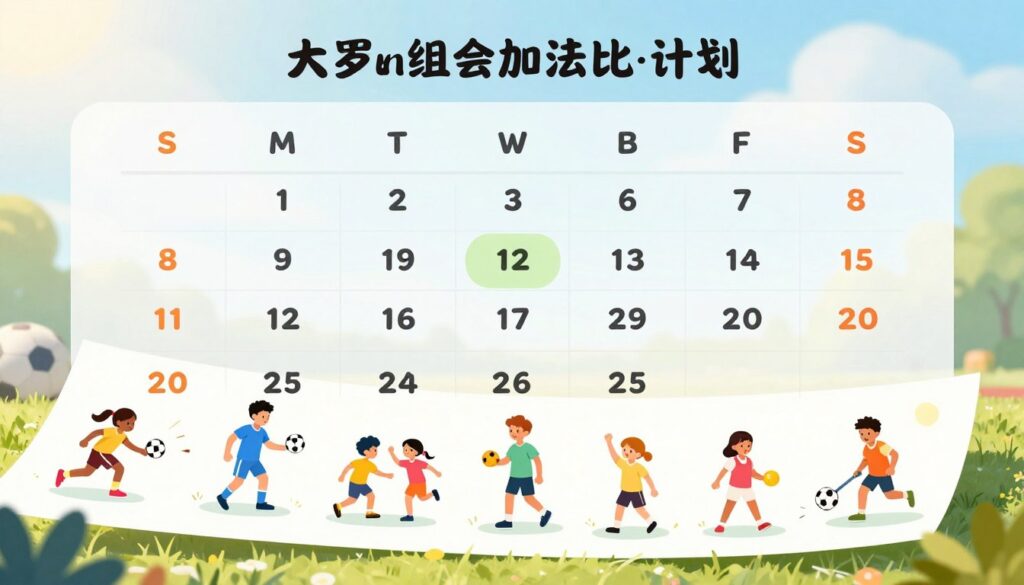 A visually engaging infographic illustrating key details about age groups, schedules, and costs related to newly launched leagues and clubs. In the foreground, include a hand-drawn-style chart or diagram displaying various age group categories with vibrant colors, represented by icons of diverse children and teens engaged in sports activities, wearing sports attire. The middle ground features a calendar layout showcasing scheduled events, with highlighted dates and cost indicators for registration, using playful yet professional fonts. The background consists of a soft gradient representing a sunny day, evoking a positive and energetic atmosphere. Use bright, inviting lighting and a slightly high angle to create an engaging, informative composition, ensuring clarity and visual appeal while maintaining a clean, minimalist style without any text or branding elements.
