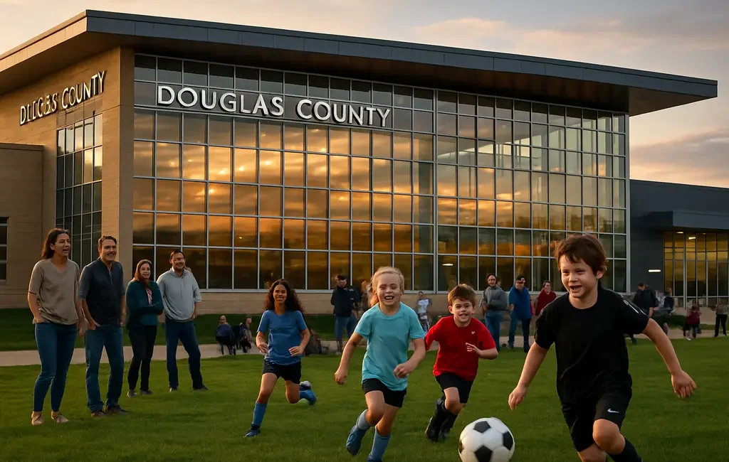 Douglas County Sports Facilities indoor courts and youth players during a community practice session