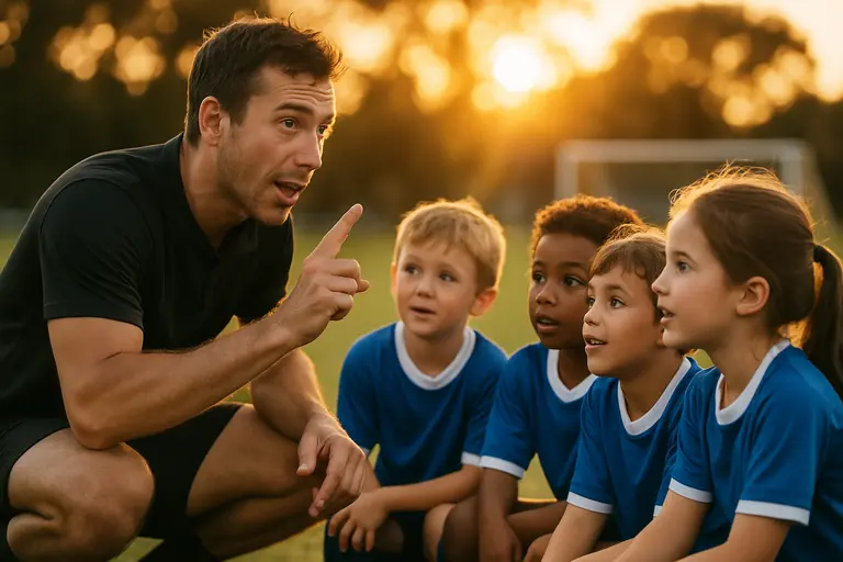 Youth coach organizing cones before a group training session