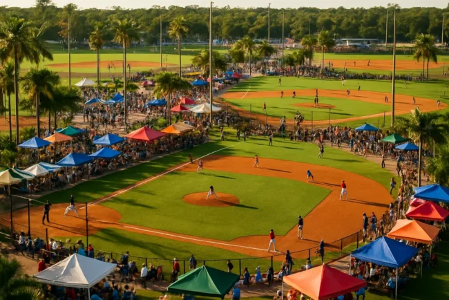 Palm Beach baseball players warming up before an amateur tournament game