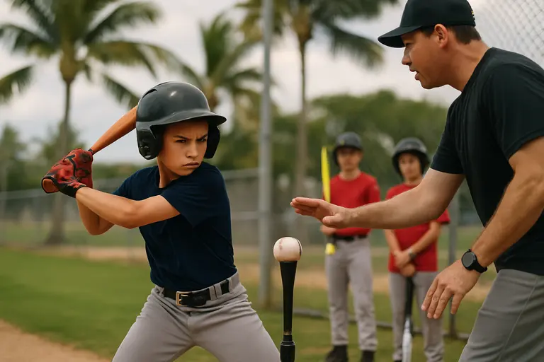 Young baseball player taking batting practice before a showcase game
