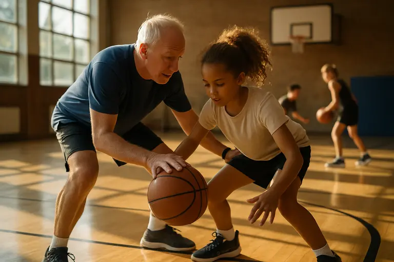 Youth sports activities set up inside a community recreation gym
