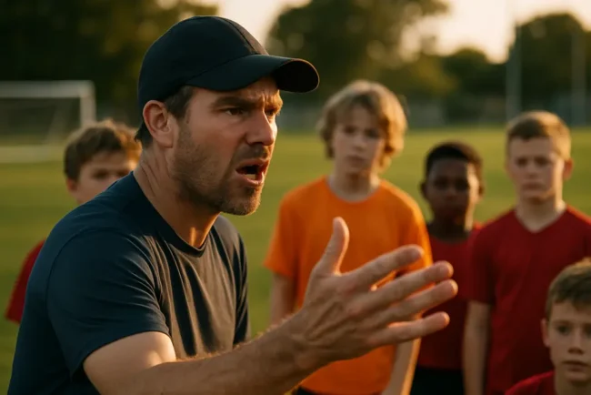 Youth Sports Coaches guiding children through a practice drill on a community field